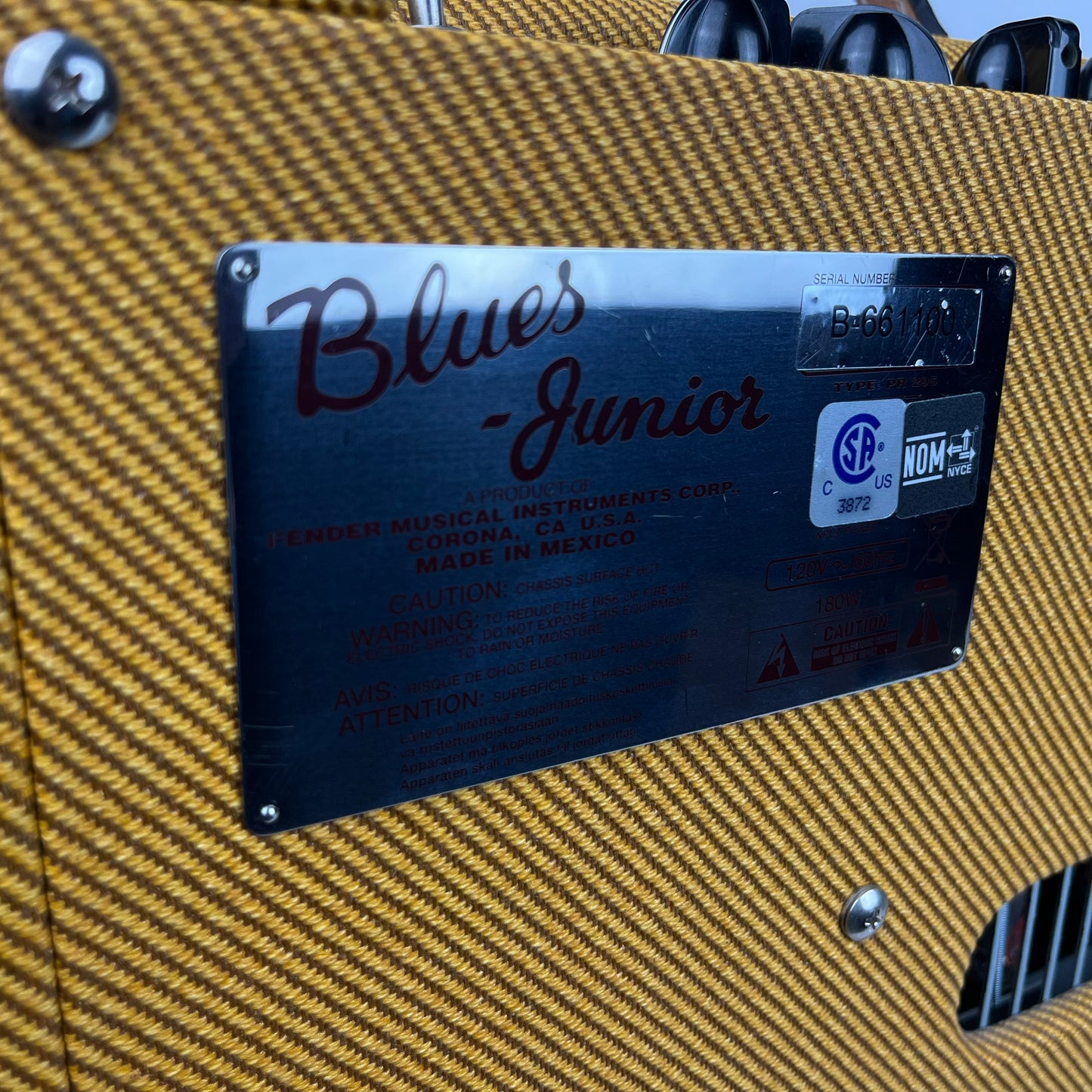 Fender Blues Junior Lacquered Tweed Amp, Mint
