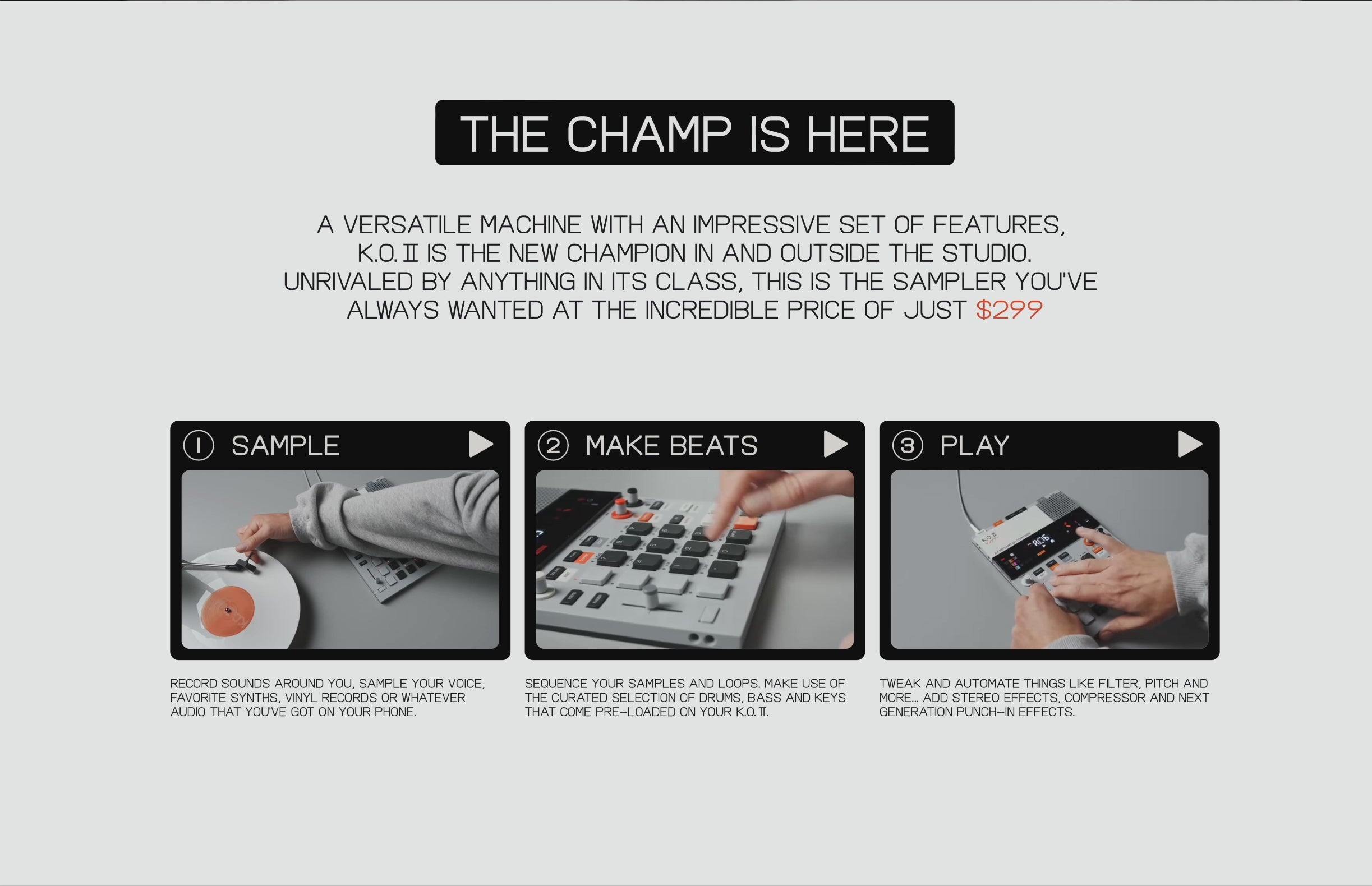 Load video: Audio Examples of the EP–133 K.O. II