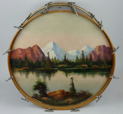1928 Vintage 14" x 28" painted-scene Bass Drum