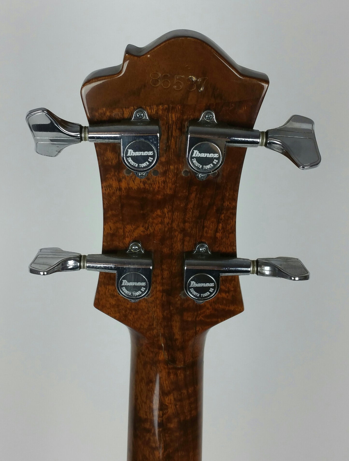 B.C. Rich Mockingbird bass (1980), koa w/maple stringers, headstock repair