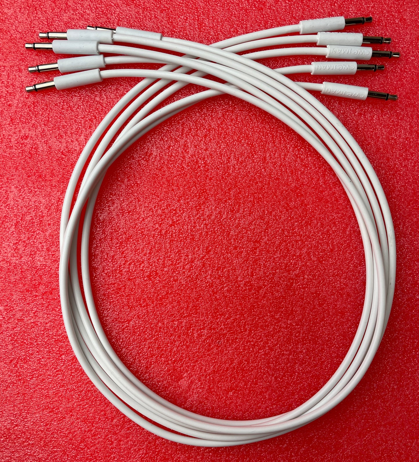 Cwejman (quantity of 5) ultra-supple 22-inch 3.5MM patch cables, white