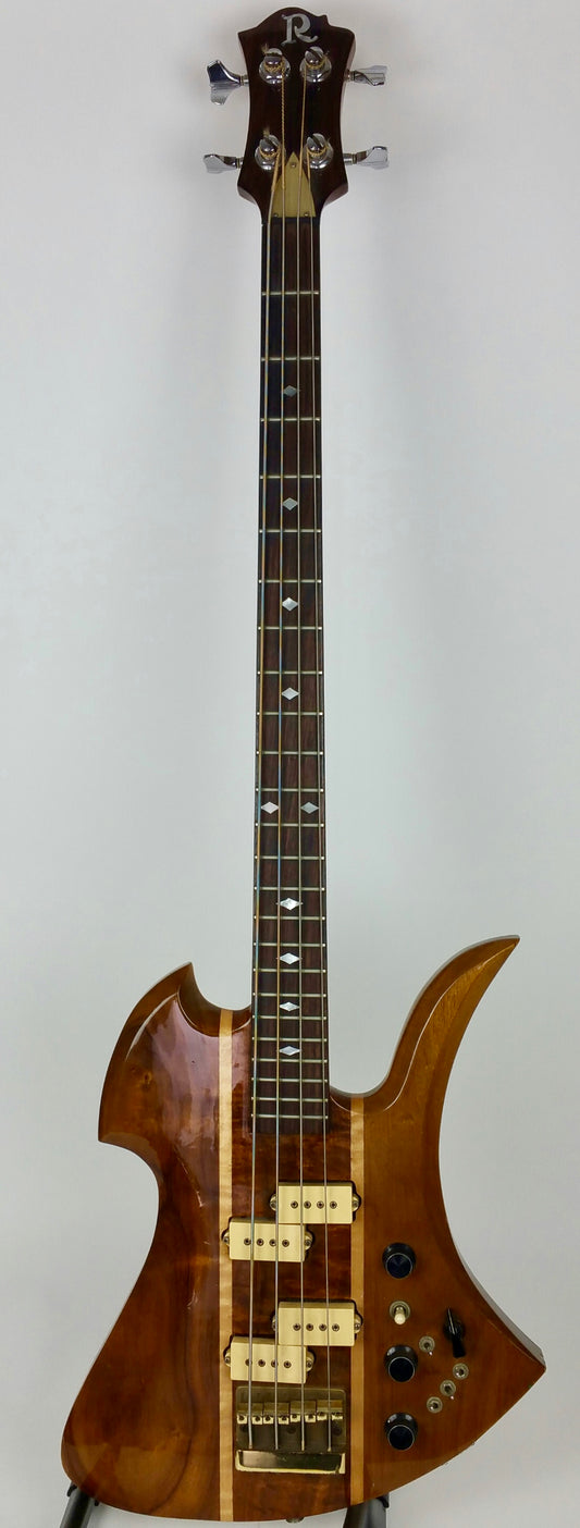 1980 Mockingbird bass, koa w/maple stringers, headstock repair