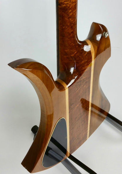 B.C. Rich Mockingbird bass (1980), koa w/maple stringers, headstock repair